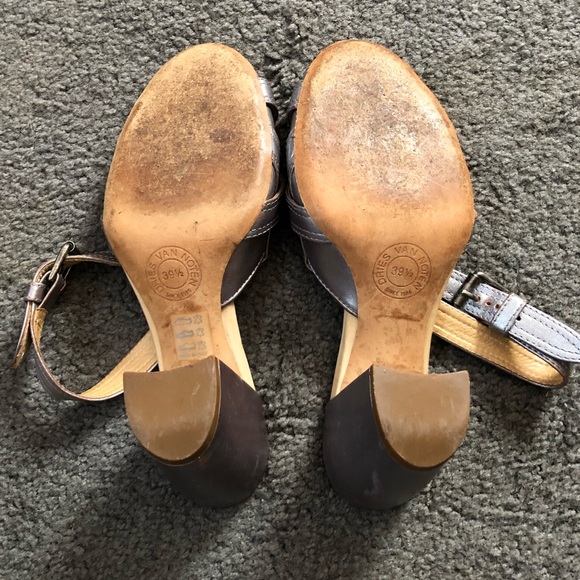 Dries Van Noten Metallic Block Heel Sandal 39.5 - Picture 10 of 14